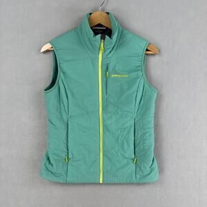 Patagonia Vest Womens Small Green Quilted Insulated Full Zip Lightweight Outdoor